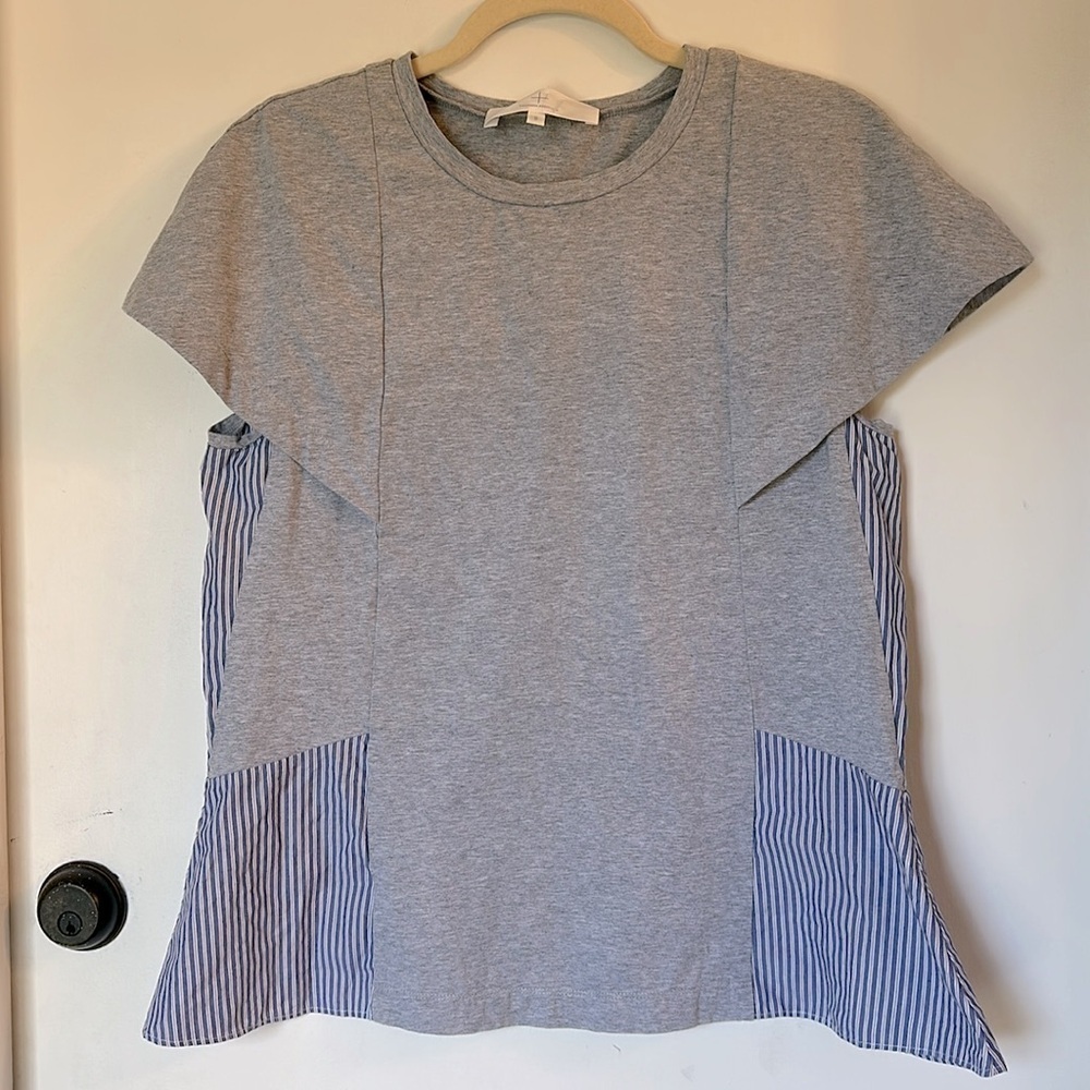 Thakoon Addition grey blue white stripe top size 8